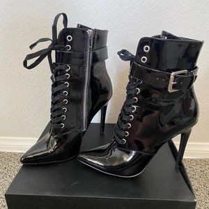 Danielle Guizio Alexei Lace Up Bootie in Black
